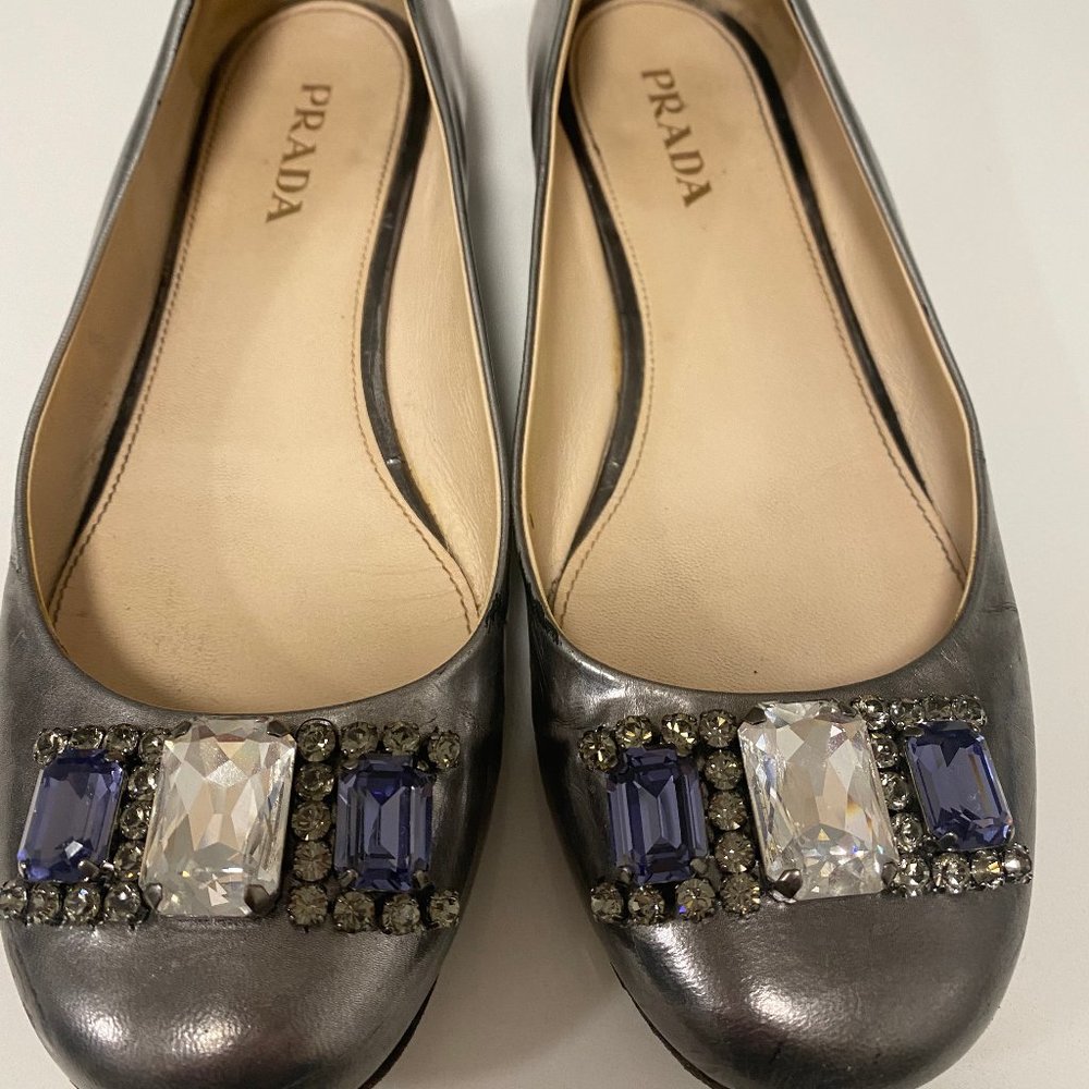 Prada silver ballet flats - 37.5